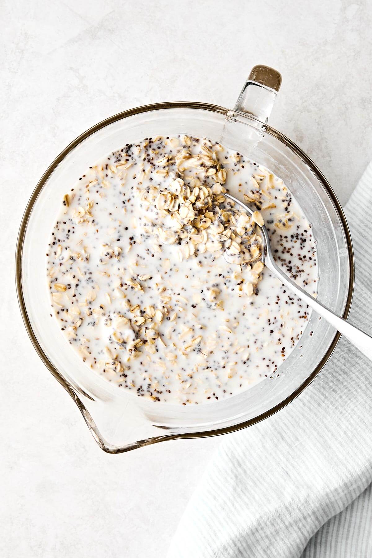 Overnight oats in a large bowl.